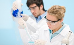 Flu virus experiment –  scientist in laboratory